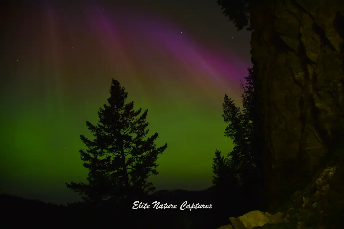 Northern lights in mountains of Washington state
